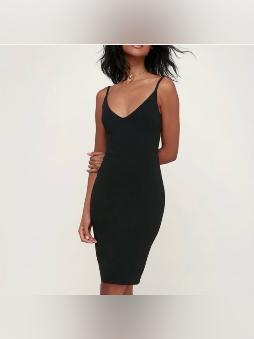 NWT Lulu’s Sleek Black V-Neck Cocktail Dress Size L